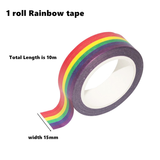 1pcs Rainbow Color Washi Tapes Set 15mm*10m Adhesive Basic Decoration Masking  Tape Stickers for